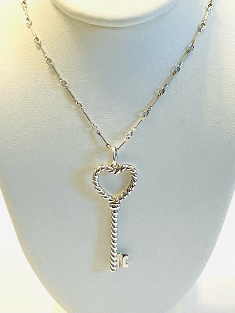Tiffany & Co. Sterling Silver Heart Key Pendant Necklace - Silver